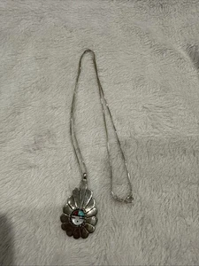 Vintage Sterlingsilber ZUNI Sonne Kachina Anhänger mit Kette Indianer - Bild 1 von 7