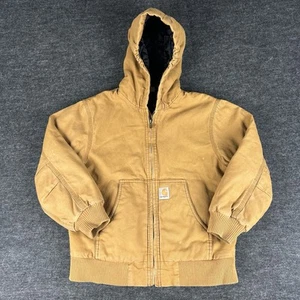 Carhartt Jacket Youth Tan Brown Size Medium 10-12 Quilt Lined Zip Up Jacket - Picture 1 of 4