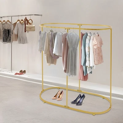 Perchero ovalado de hierro percha de exhibición de ropa independiente para dormitorio boutique Foto 1 de 4