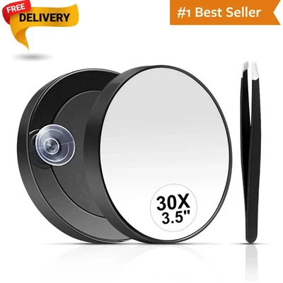 30X Magnifying Mirror Small Magnifying Mirror with Suction Cup and Tweezers - Image 1 of 4