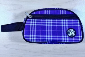 Vintage Kipling Purple Plaid Large Toiletry Bag Pouch RARE Print GIFT 💝 EUC - Picture 1 of 6