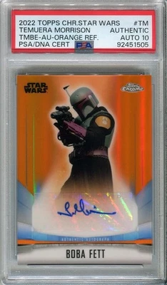 Temuera Morrison 2022 Topps Chrome Mandalorian Orange Refractor /25 PSA Auto 10 - Image 1 of 3