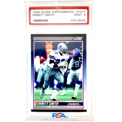 1990 SCORE SUPPLEMENTAL #101T EMMITT SMITH ROOKIE RC CARD COWBOYS HOF PSA 9 🔥📈 - Image 1 of 4