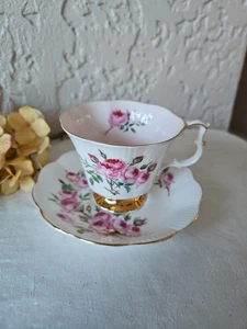 Set piattini tazza tè rose floreali Royal Albert vintage fiori bordo oro Inghilterra - Foto 1 di 6
