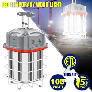 100 Watts LED Temporary Work Light Linkable Jobsite Work Lamp Construct Lighting - Picture 1 of 11