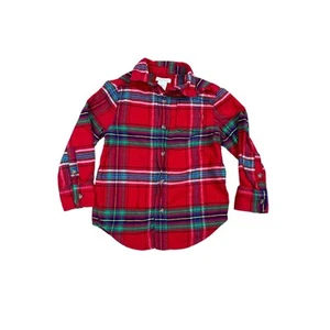 Falls Creek Boys Red Green Plaid Flannel Long Sleeve Shirt Size XS 5 Christmas - Picture 1 of 5