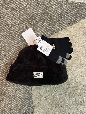 Nike Unisex Juvenil Gorro y Guantes Conjunto de 2 Piezas, Negro, Talla - 8/20 Nuevo con Etiquetas Foto 1 de 4