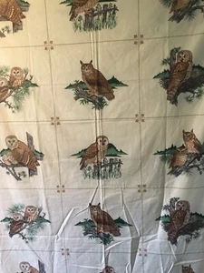 Vintage Owl Fabric yards quilt sew Applique Pillow Owls Great Horned Saw Whet - Picture 1 of 15