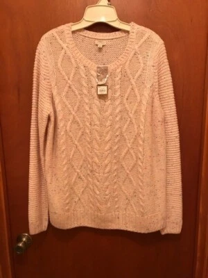 New Women's Sonoma Sweater L Light Pink With Blue/Drk Pink Speckles Split Sides - Image 1 of 4