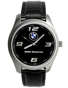 Mens Steel BLACK Dial Black Leather Strap Sport Watch for MOTORRAD fans - Picture 1 of 2