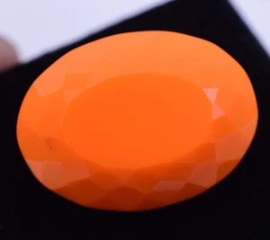 48.00 Ct Flawless Natural Orange Opal Certified Unheated Oval Shape Gemstone - Picture 1 of 7