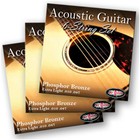 Acoustic Guitar Strings - 3 PACKS Adagio Pro Phosphor Bronze Gauges 10, 11 or 12