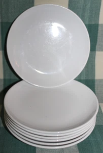 PYROCERAM CORNING White Bread Dessert Plates 5 1/2" Set of 7 VINTAGE Tableware - Picture 1 of 3