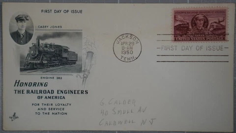 US 1950 FDC, Honoring Railroad Engineers, Art Craft, 3c Cover