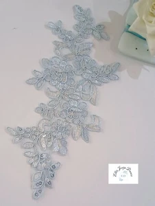 baby blue lace applique with sequins , size 10 inches x 4.5 inches hair costume - Picture 1 of 2