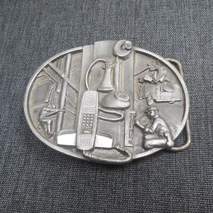 Belt Buckle Pewter Telephone Lineman Workers Vintage 1988 Siskiyou - Picture 1 of 7