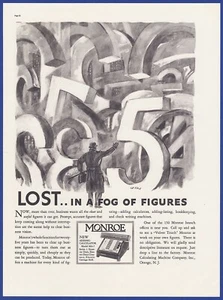 Vintage 1937 MONROE MA-7 Adding Calculator Business Machine Print Ad 30's - Picture 1 of 1