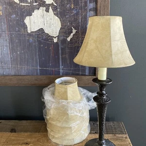 6 Vtg Mini Lamp Clip On Chandelier Sconce Mini Lamp Shades Faux Leather 3 x 6 x4 - Picture 1 of 7