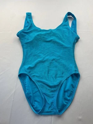 Catalina 女式 12 码罗纹蓝色连体泳衣勺背无袖 — 第 1/4 张图片