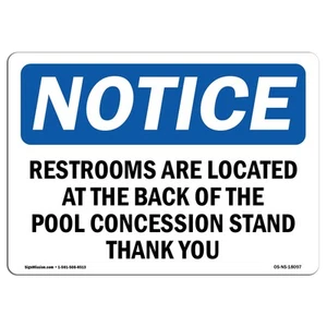 Restrooms Are Located At The Back Of The OSHA Notice Sign Metal Plastic Decal - Picture 1 of 11