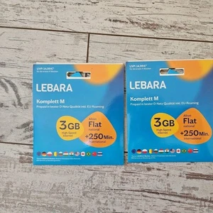 2 Prepaid, Xtra, Karte, Lebara M Prepaid Handy SIM Starterpaket - Bild 1 von 2