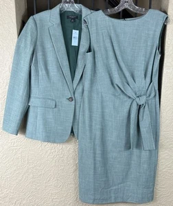 NWT Ann Taylor Green Cross Weave 2 Piece Dress Suit Women’s Sizes 8P/10P - Picture 1 of 8