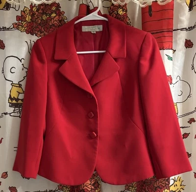 Tahari Arthur S Levine Women's Blazer 3/4 Sleeve Red Size 2 Petite Button Front - Изображение 1 из 2