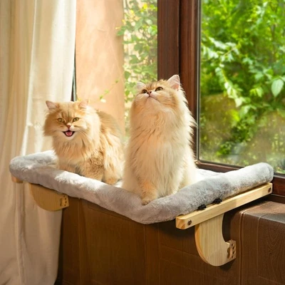 Hamaca de ventana de gato de gran tamaño 31,5 x 14,96 pulgadas con pernos de felpa... Foto 1 de 4