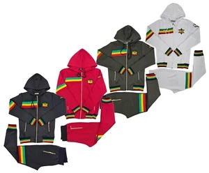 Time Is Money Rasta Tracksuit - Men’s Zip Up Hoodie & Joggers Set - Picture 1 of 34