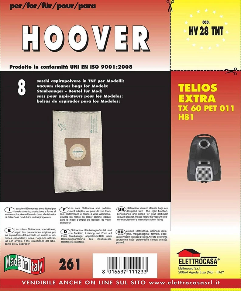 Mfhv29 - 8 Sacchi Hoover compatibile con tutti I modelli indicati nella Foto