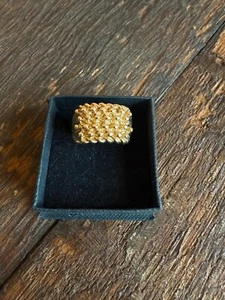 "9ct Solid Gold 4-Row Gents Keeper Ring" Size W Gold Ring - Picture 1 of 15