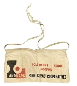 Vintage Hardware Store Nail Apron LANDMARK Farm Bureau Ad Canvas Carpenters - Picture 1 of 6