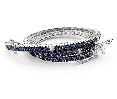 Braciale Tennis Astralia tornido lin Oro con Zaffiro e Diamanti 18kt ( 750)  - Immagine 1 di 4