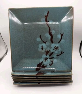 Set 6 piatti quadrati in gres 6 Pier 1 Tranquil Cherry Blossom 10 1/2" - Foto 1 di 10