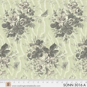Poetry Rose Floral Cotton Reproduction  Fabric Washington Street  - Picture 1 of 1