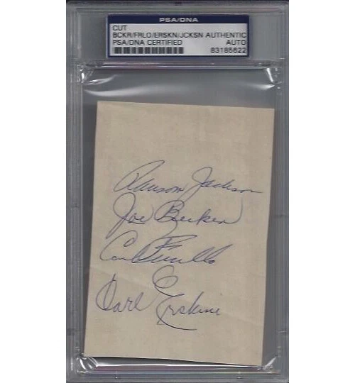 1956 Dodgers - Furillo / Erskine / Becker / Jackson Signed Cut - PSA DNA - Image 1 of 1