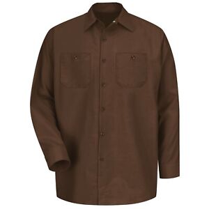 Red Kap Work Shirt Solid Color 2 Pocket Men's Industrial Uniform Long Sleeve