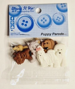 Dress It Up Novelty Buttons - Puppy Parade - Craft, Jewellery, Cake Making - Picture 1 of 2