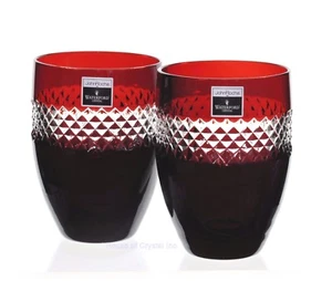 2 vasos de whisky Waterford John Rocha rojo rubí corte a carcasa transparente cristal sin caja - Imagen 1 de 3