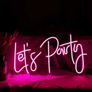 LED Let's Party Neon Light Letter Sign Wedding Birthday Party Wall Decor Artwork - Picture 1 of 5
