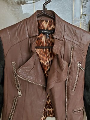 JAQUETA MARROM KENNA -T Tamanho Pequeno 100% COURO Bombardeiro Moto Motocicleta - Imagem 1 de 4