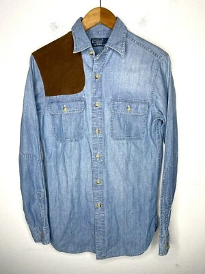 Polo Ralph Lauren X-Small Blue Denim Shirt Hunting Western VTG RRL Leather Rodeo - Image 1 of 4