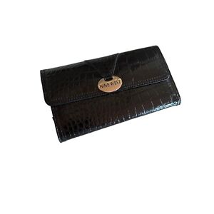 Nine West Black Faux Leather Wallet Clutch