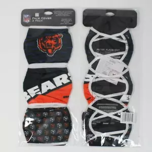 Paquete de 3 cubiertas faciales de los Chicago Bears de la NFL de FOCO para adultos cabeza pequeña regular - Imagen 1 de 1