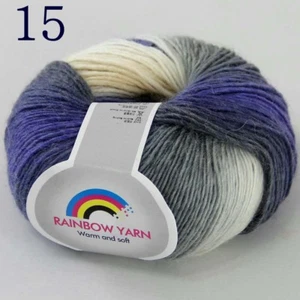 New 1Ballx50g Soft Rainbow Cashmere Wool Baby Yarn Hand Dyed Wrap Shawl Knitting - Picture 1 of 69