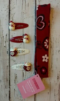 Gymboree Alpine Sweetie muñeco de nieve cacao taza pinzas para el cabello nuevo con etiquetas tela diadema conjunto de colección Foto 1 de 4