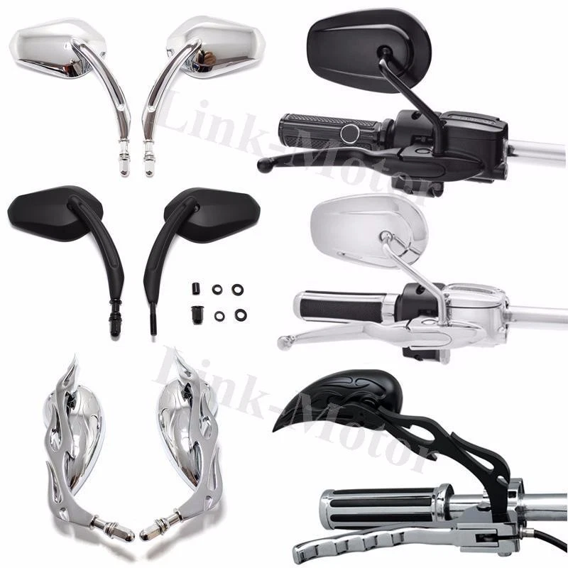 ESPEJOS RETROVISORES DE VÁSTAGO CORTO OVALADOS DIAMOND CÓNICOS PARA HARLEY MOTO CRUISER Foto 1 de 1