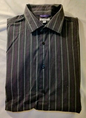 Men GAP Premium Gray Purple White & Black Stripe Cotton Slim Dress Shirt L NWOT - Image 1 of 4