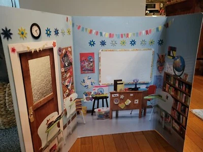 2013 American Girl Doll Classroom School Backdrop Cardboard Foldout 24" - Image 1 of 4
