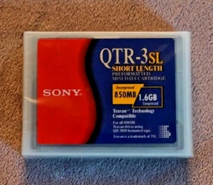 Sony QTR-3SL 850MB/1,6GB Preformatted Mini Data Cartridge TRAVAN -NEW Old Stock- - Bild 1 von 2
